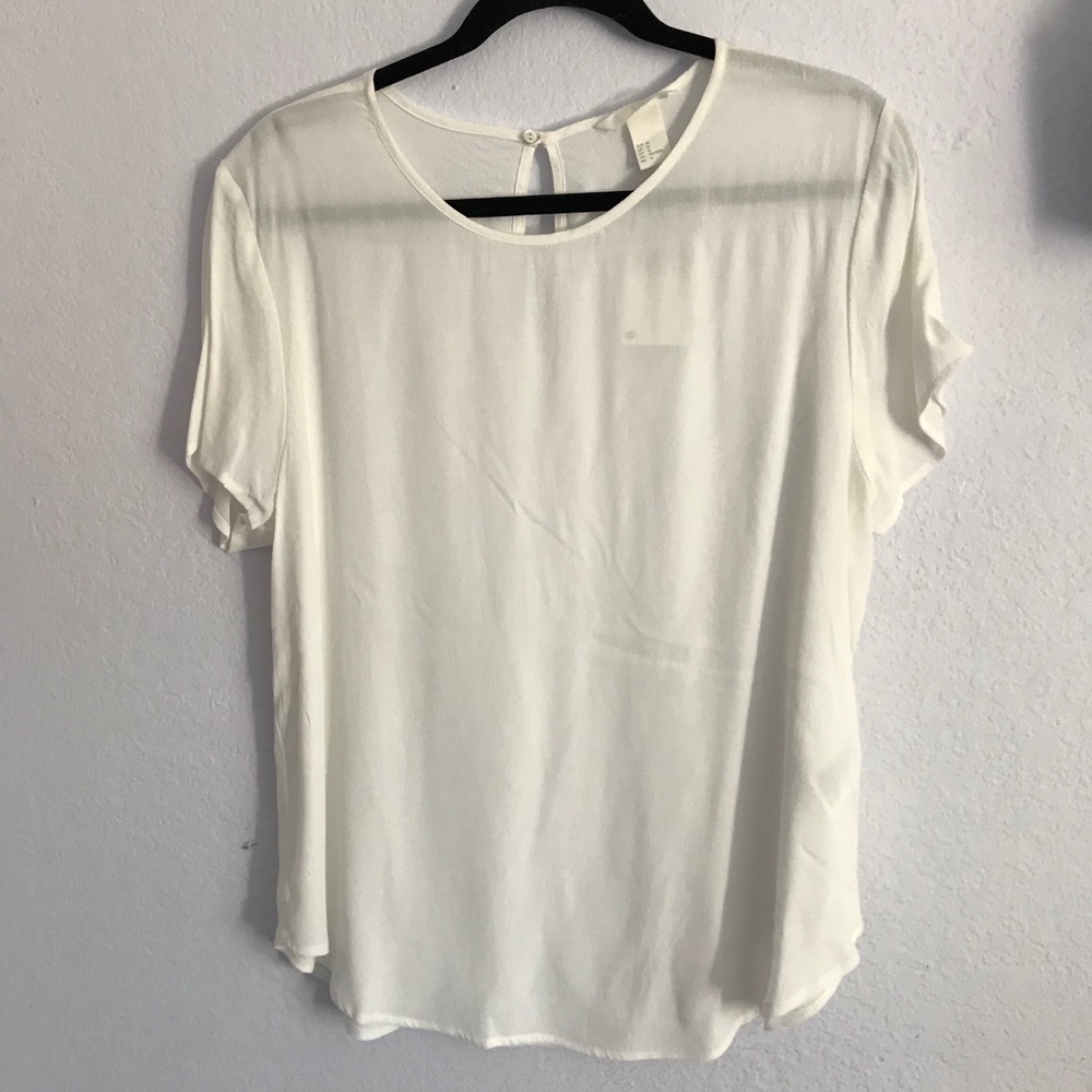 H&M 14 white short sleeve blouse